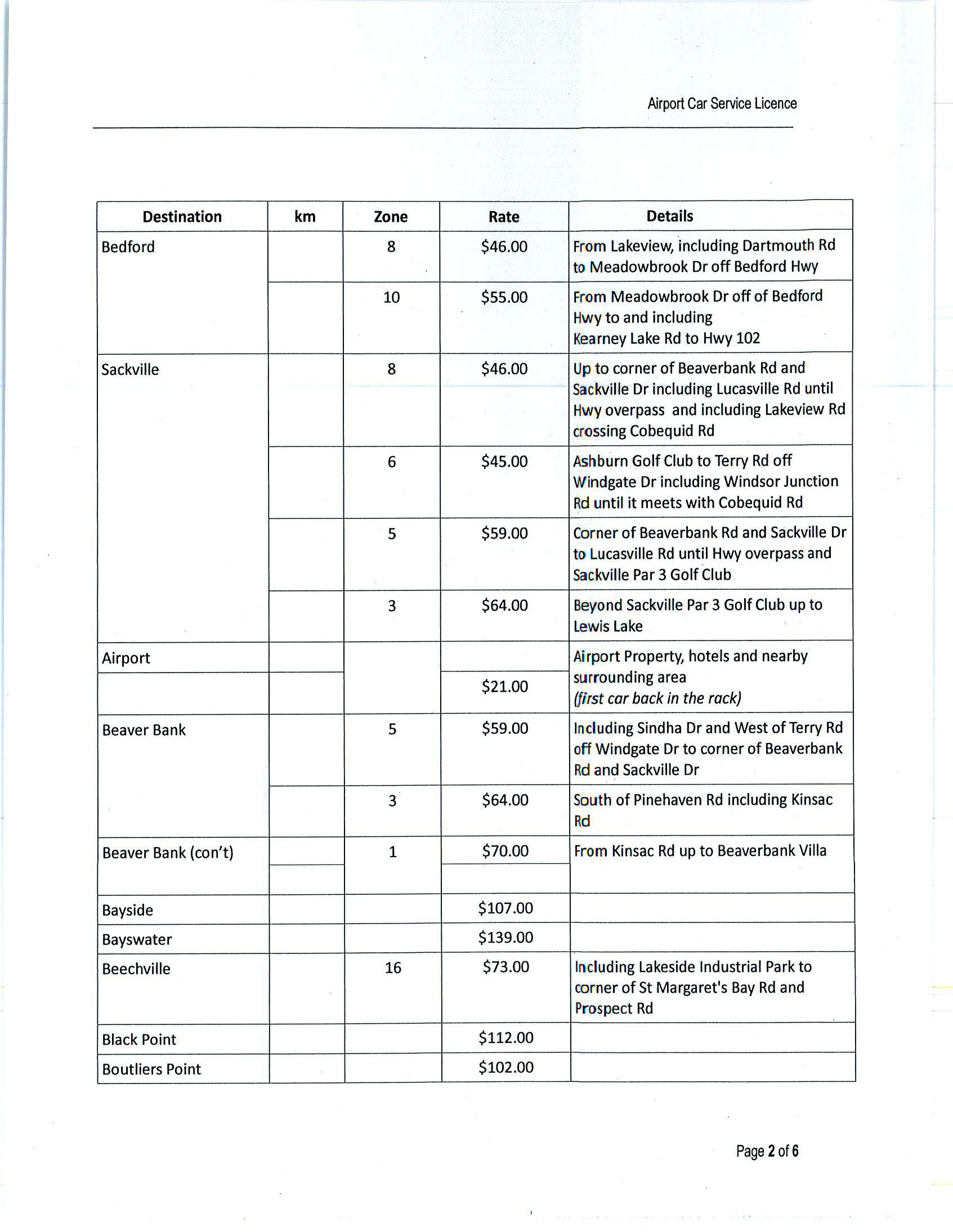 Halifax Airport cab rates