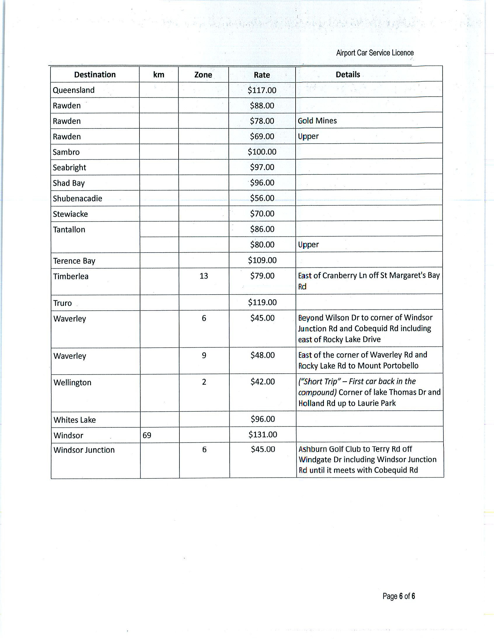 Halifax Airport cab rates